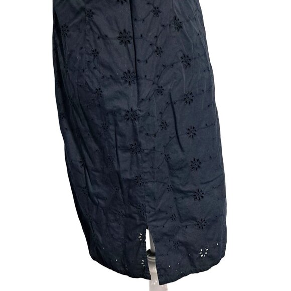 Y2K Old Navy Dress Womens Black Sleeveless Embroidered Eyelet Cotton Midi Size 1 - Picture 10 of 11